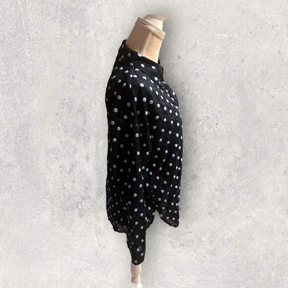 J Jill | EUC Women’s Navy Blue Button-down with Embroidered Polka Dots Size XS P - Picture 2 of 6